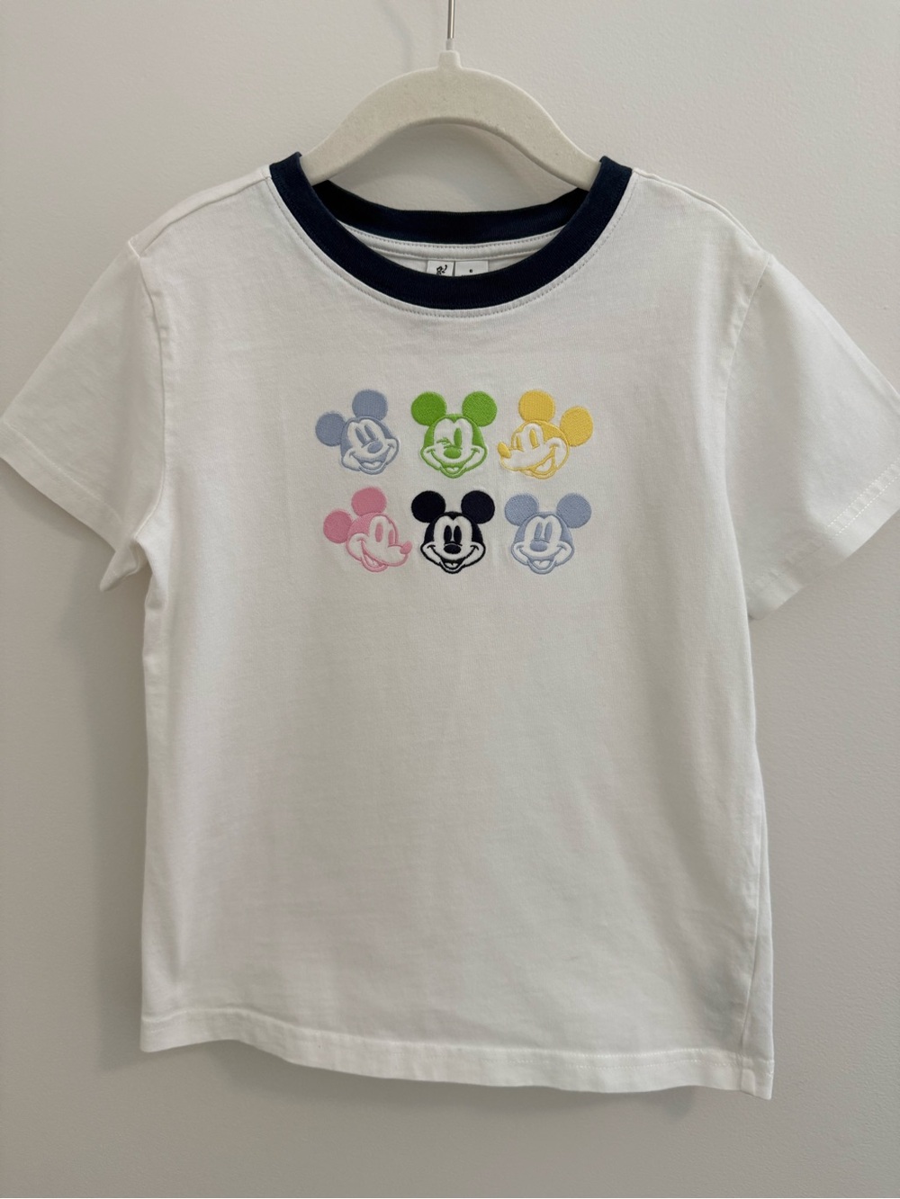 Disney x Janie and Jack White Tee with Multicolor Mickey Faces Size 6